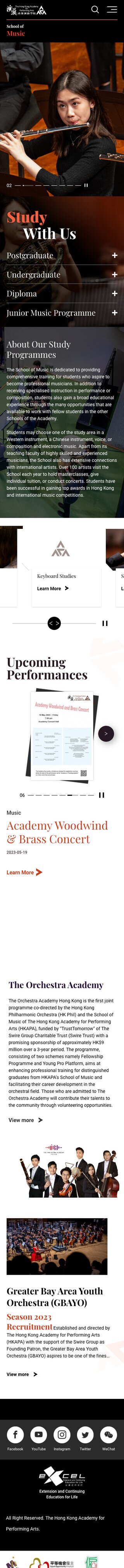 HKAPA School of Music Homepage - Mobile
