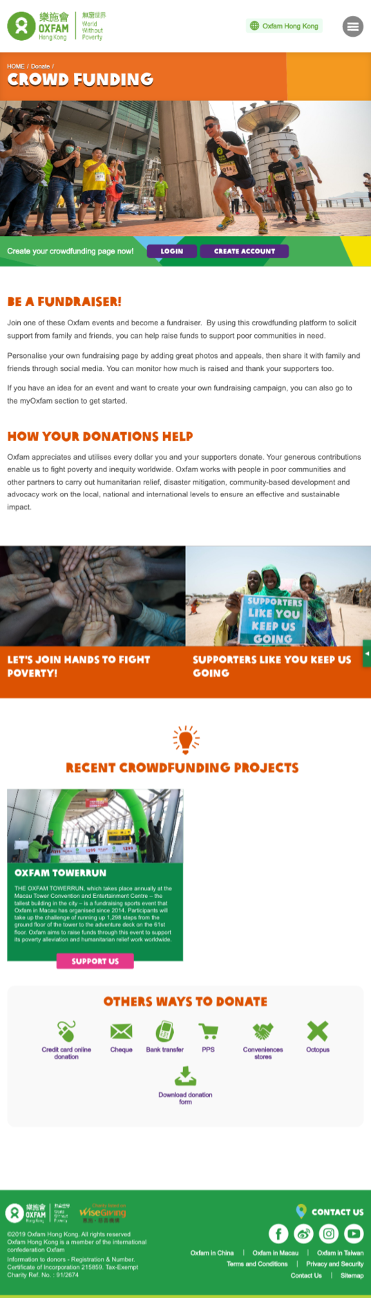 Oxfam Hong Kong Tablet Crowdfunding 