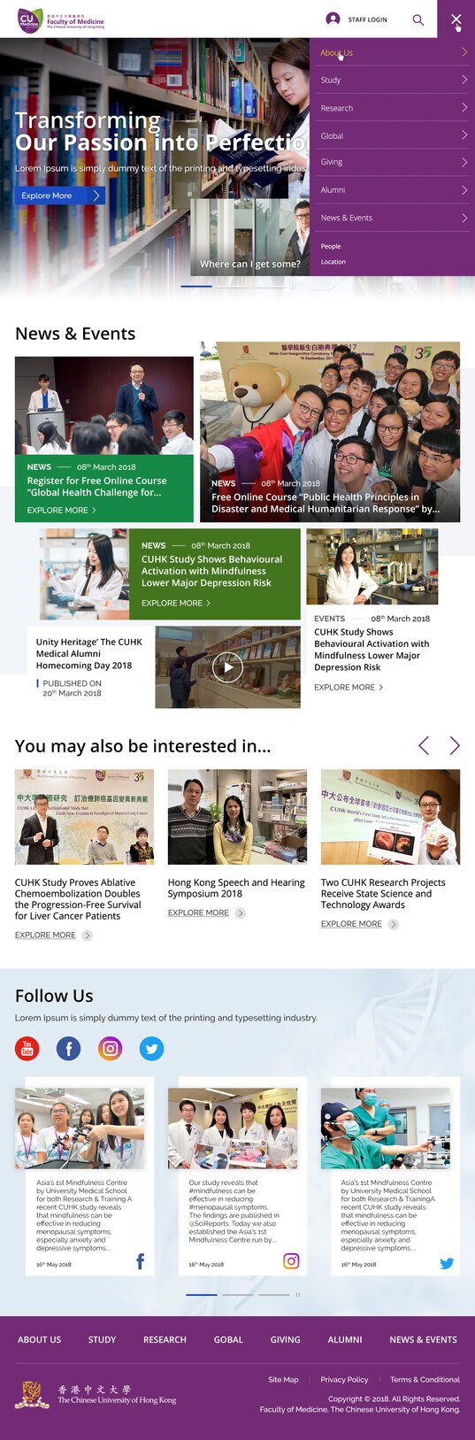 Chinese University of Hong Kong website screenshot for tablet version 2 of 4