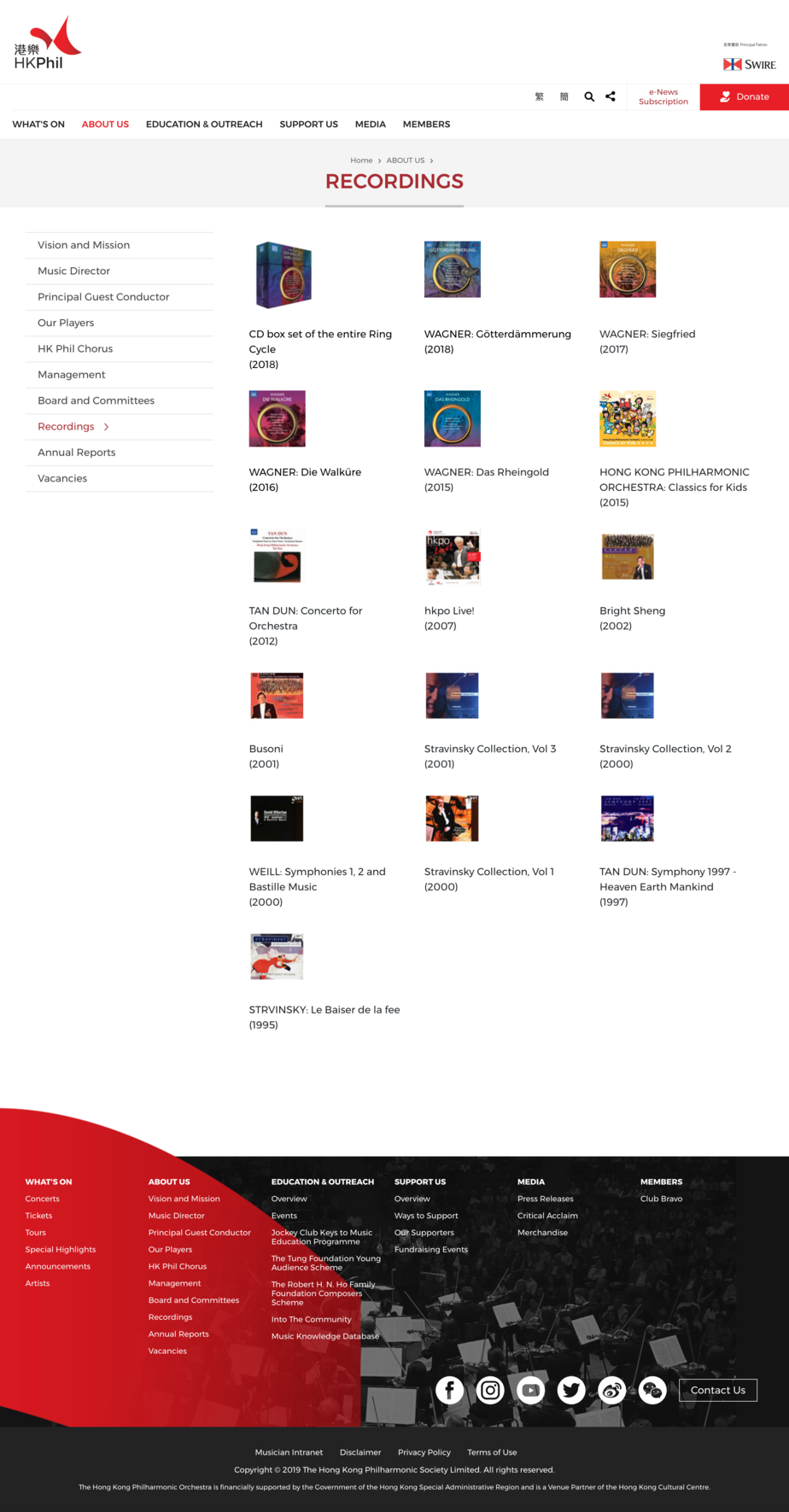 Hong Kong Philharmonic  website screenshot for desktop version 5 of 5