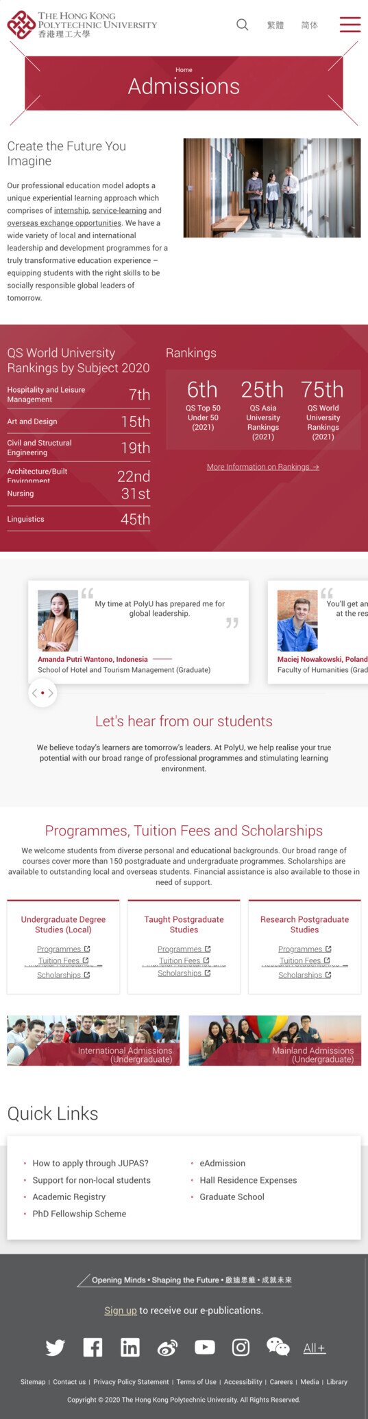 Hong Kong Polytechnic University website screenshot for tablet version 3 of 3